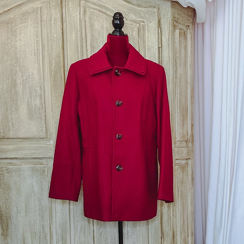 💖Red Wool Blend London Fog Coat